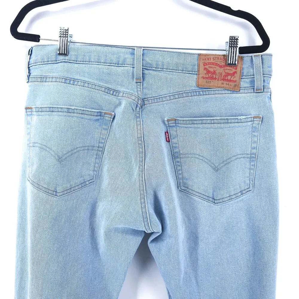 Levis Women 511 All Season Tech Comfort Stretch Lightwash Distress Classic 31x29 - Picture 12 of 14